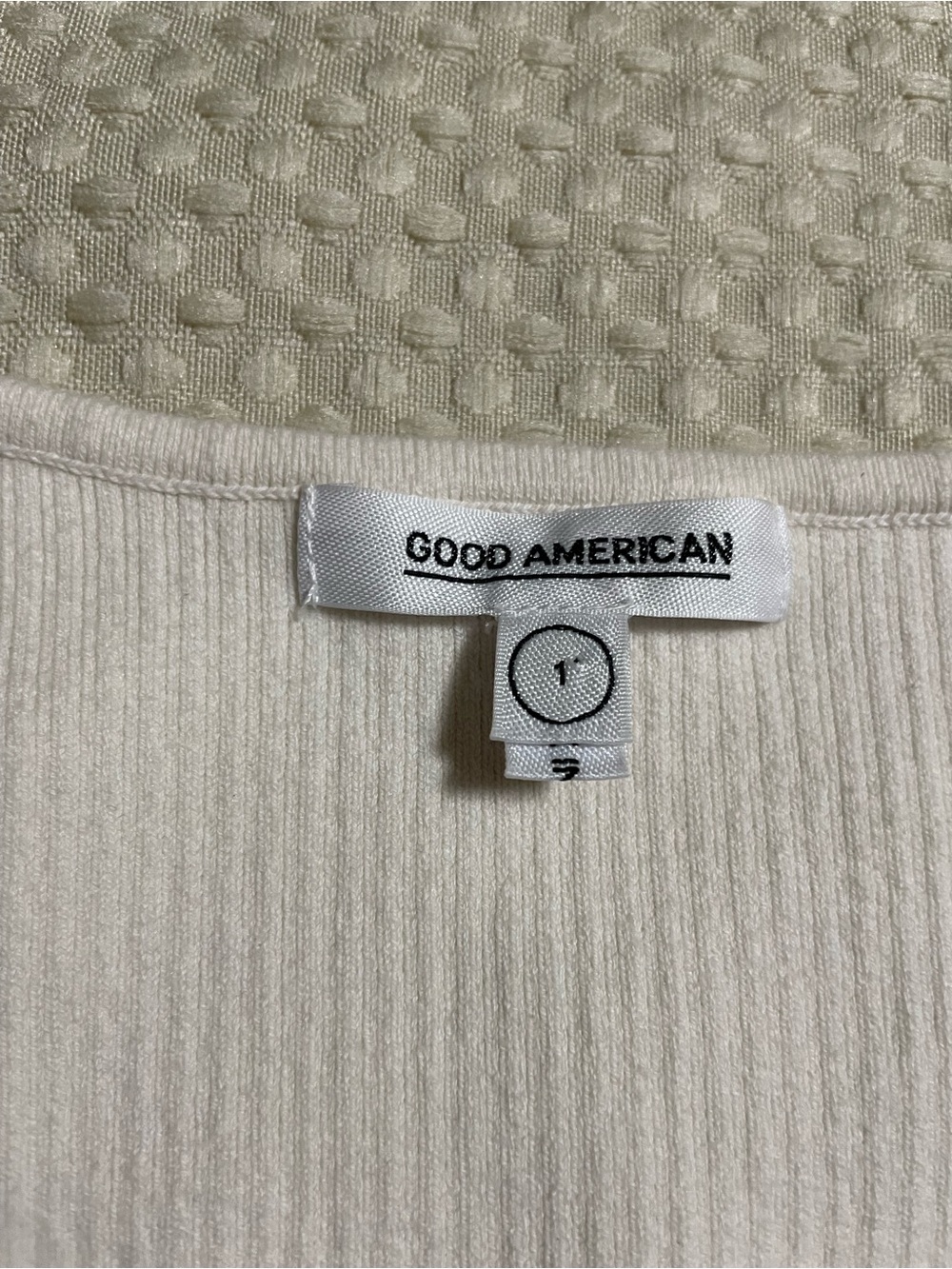 Good American Ivory Ribbed Knit Top - Picture 2 of 7